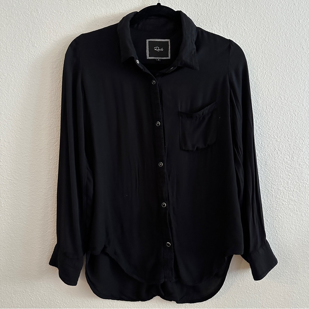 Rails Open Back Black Long Sleeve Top Size Small - image 1
